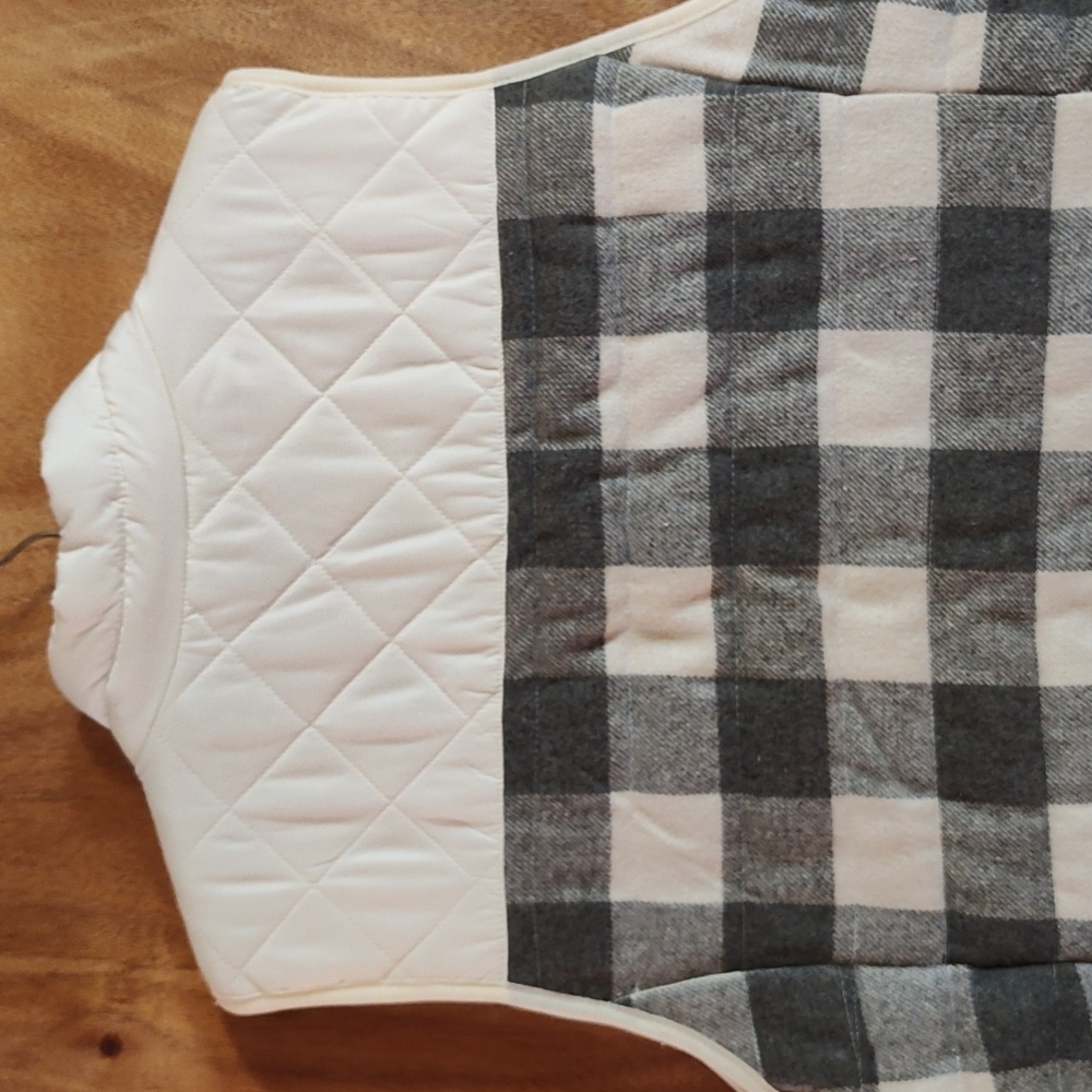 Ruff Hewn Womens Wool Blend Puffer Vest Gray Cream Plaid Flannel Quilted Size 3X - Picture 8 of 12